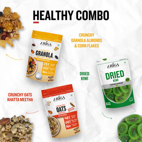 Ariga Foods Granola Corn Flakes, Dried Kiwi & Oats Katta Meetha | Combo Pack Of 3