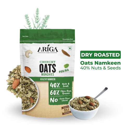 Crunchy oats namkeen pudina flavor 200g healthy snack by Ariga Foods