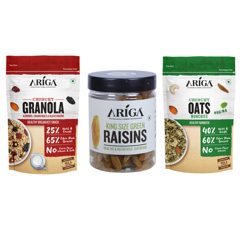 Ariga Foods granola almonds raisins oats combo pack healthy snack