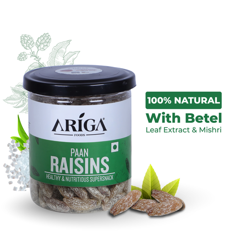 Ariga Foods paan raisins 250g premium long green kishmish dry fruits snack
