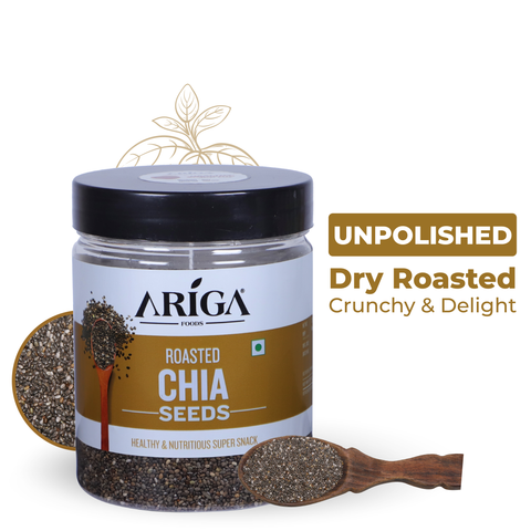 Roasted chia seeds 250g pack front view healthy superfood snack