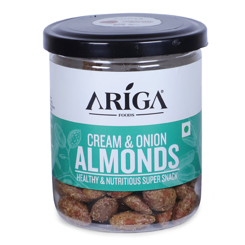 Cream & Onion Almonds 200g | Roasted 100% Premium Badam ariga foods