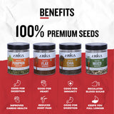 Ariga Foods Roasted Seeds Combo For Eating | 100% Premium Quality Pumpkin, Flax, Chia and Mixed Seeds 850g | Mixed Seeds | Diet Snack