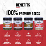 Ariga Foods Raw Seeds Combo For Eating | 100% Premium Quality Pumpkin, Flax, Chia and Watermelon Seeds 850g | Mixed Seeds | Diet Snack