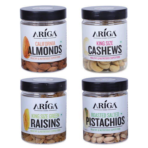 Ariga Foods Dry Fruits Combo 850g with almonds, cashews, pistachios and raisins