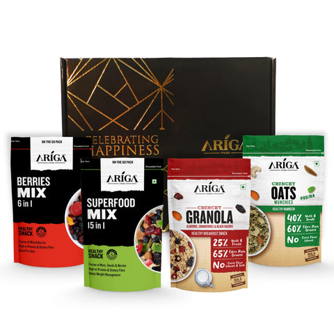 Crunchy granola oats superfood snack box with mixed dried berries