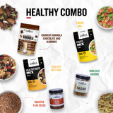 Ariga Foods Fruits Mix, Granola Chocolate, Nuts Mix, Raisins & Roasted Flax Seeds | Combo Pack of 5