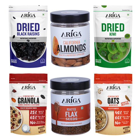 Ariga Foods Black Raisins and Granola-Almonds-Kiwi-oats superfood combo pack