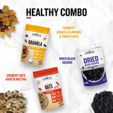 nutritious breakfast combo including granola cornflakes oats and namkeen snack mix