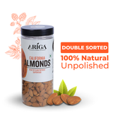 Ariga Foods premium California almonds 500g jar packed natural badam kernels