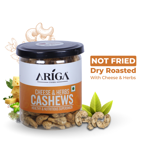 Ariga cheese herbs cashews 200g roasted kaju crunchy flavoured dry fruits snack