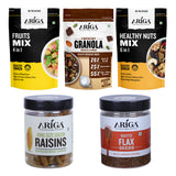 Healthy Fruits Mix Granola Chocolate Nuts with Raisins and Flax Seeds Combo Pack for your hralth