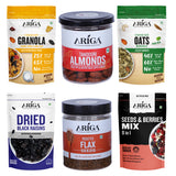 Ariga Foods granola corn flakes combo pack with tandoori almonds, black raisins, oats and berries seeds mix