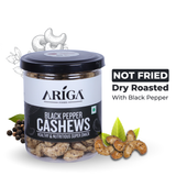 Roasted black pepper cashews 200g jar by Ariga Foods crunchy kaju snack