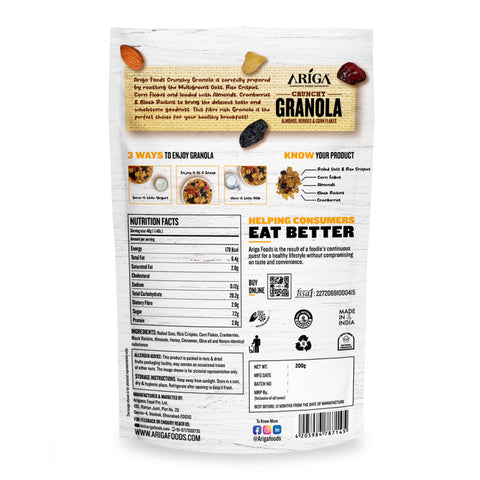 Crunchy Granola Almonds, Berries & Corn Flakes 200g | Breakfast Cereals | Ariga Foods