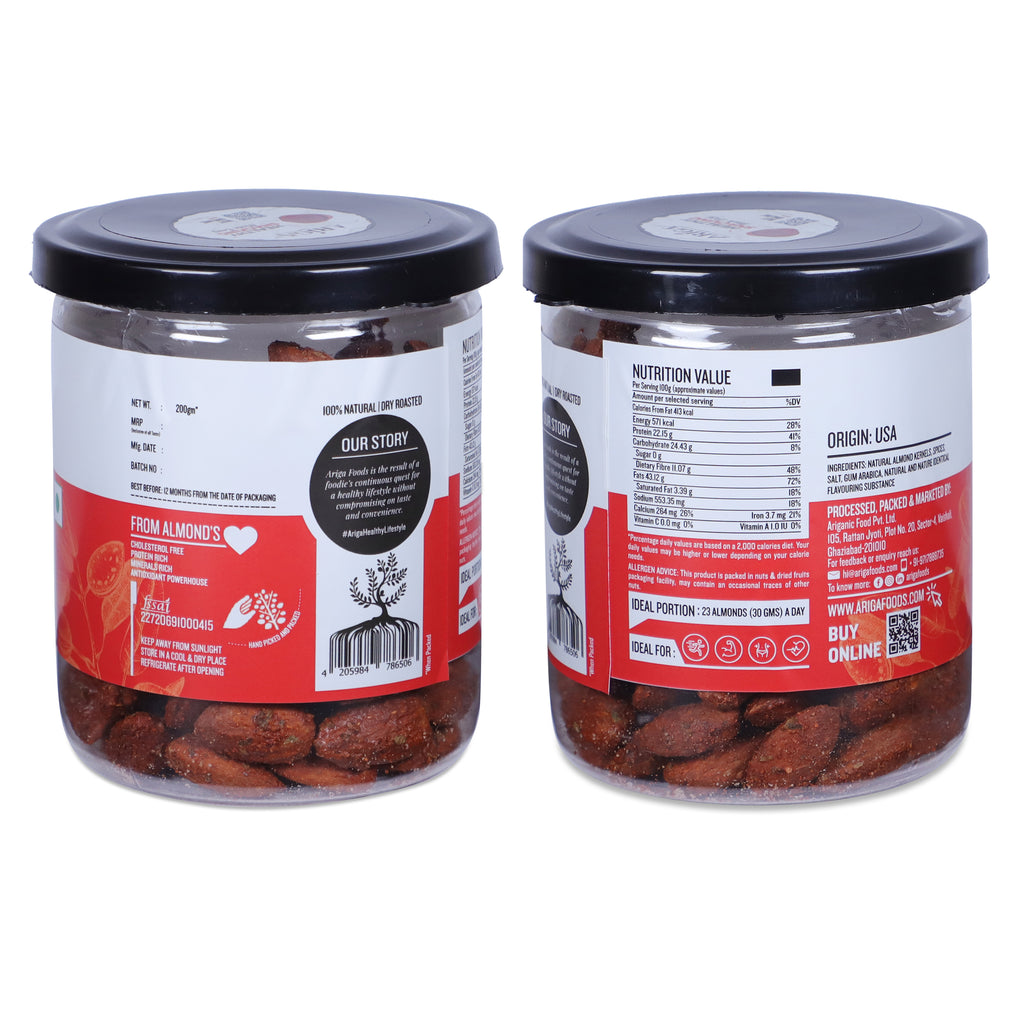 Buy 200gm Tandoori Roasted Almonds Premium Quality Get Free Jar
