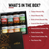 Exotic Diwali Gift Box Premium Roasted Nuts and Flavoured Raisins | 8 Packs 1140g | Ariga Foods