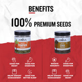 Ariga Foods Roasted Seeds Combo For Eating | 100% Premium Quality Pumpkin Seeds and Chia Seeds 450g | Mixed Seeds | Diet Snack