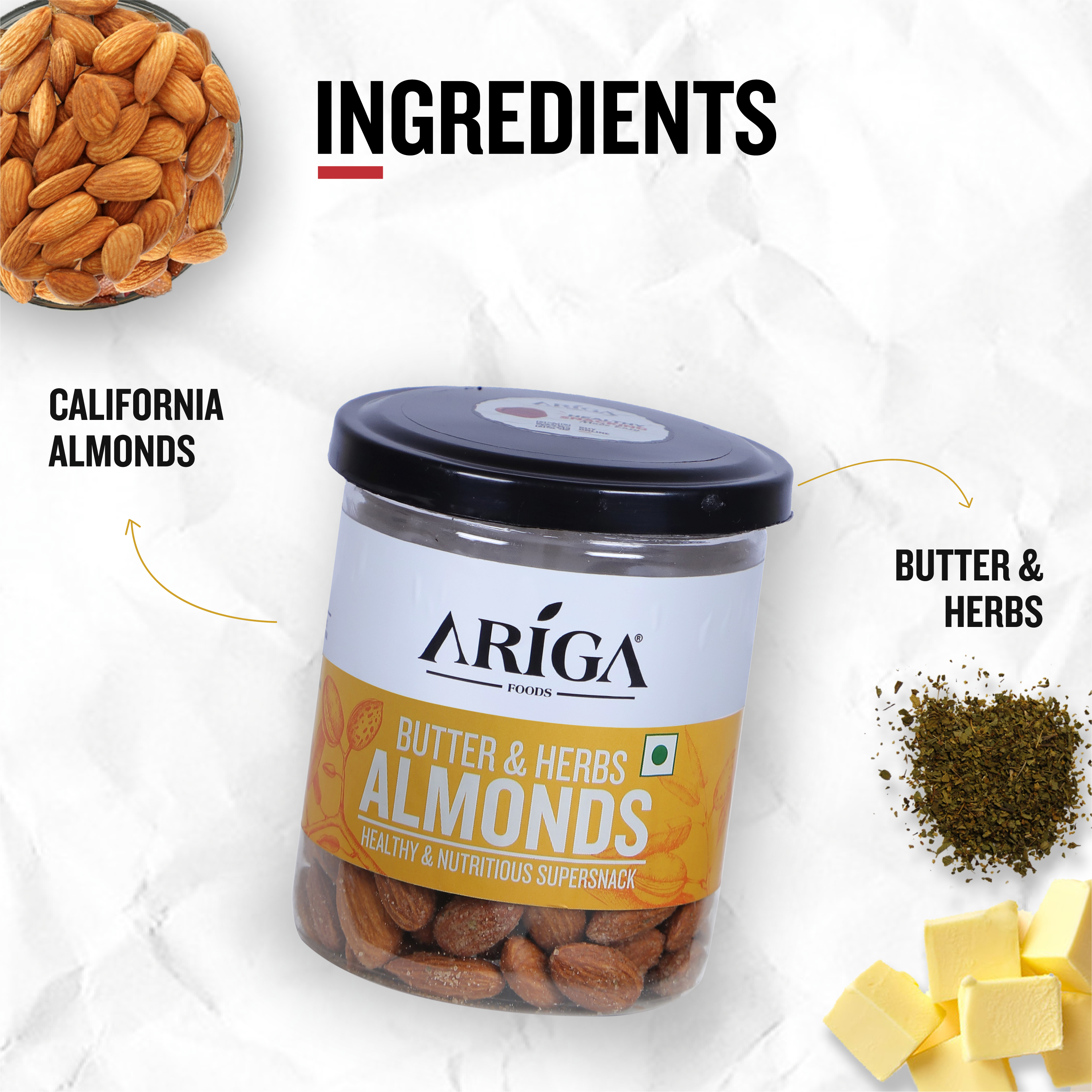 Butter & Herbs Almonds 200g | Roasted 100% Premium Badam