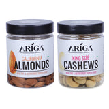 Ariga Foods Natural California Almonds (Badam) and Cashews nuts (Kaju) 400g (200g x 2) | Dry Fruits Combo Pack | Mixed Nuts Online
