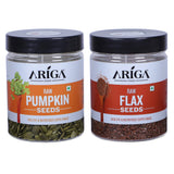 Ariga Foods Raw Seeds Combo For Eating | 100% Premium Quality Pumpkin Seeds and Flax Seeds 400g | Mixed Seeds | Diet Snack