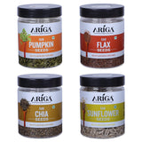 Ariga Foods Raw Seeds Combo For Eating | 100% Premium Quality Pumpkin, Flax, Chia and Sunflower Seeds 850g | Mixed Seeds | Diet Snack