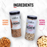 Serving suggestion of almonds and cashews in a bowl for snacks