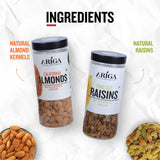 Healthy snack with almonds and raisins perfect for daily nutrition