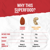 Crunchy tandoori almonds roasted with cheese & herbs cashews healthy snack rich in protein