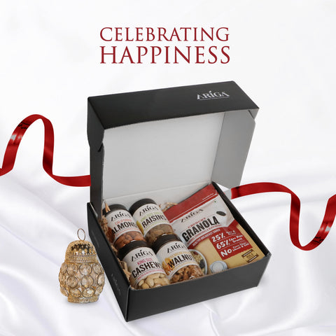 Premium dry fruits gift box with almonds cashews raisins healthy nuts assortment