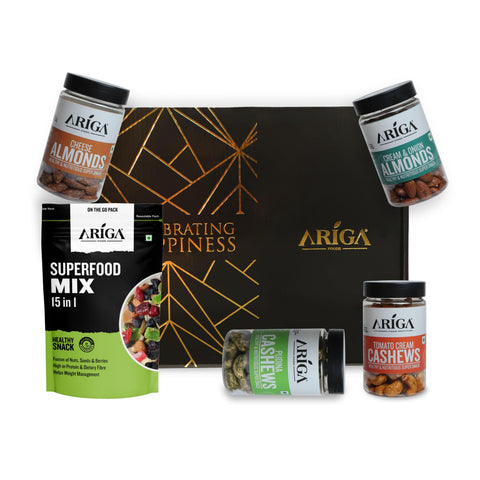 Premium dry fruits gifting box with almonds cashews and healthy superfood mix