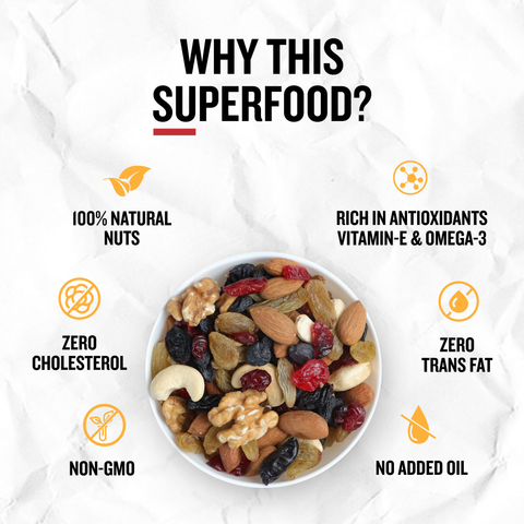 Healthy trail mix with almonds cashews raisins seeds premium snack