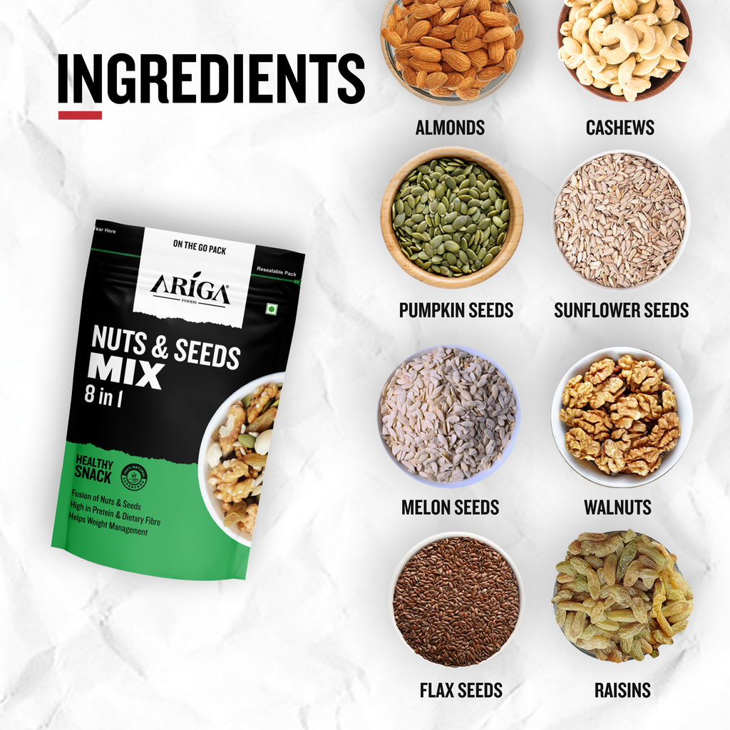 Premium Nuts & Seeds Mix 200g | 8 in 1 Trail Snack – Ariga Foods