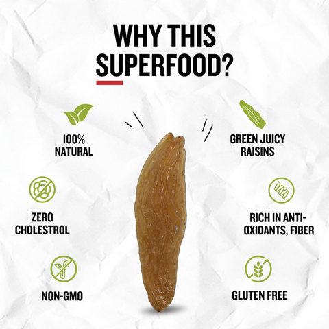 Premium green raisins kishmish dry fruit close-up showing large juicy raisins