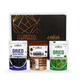 Nutritious food box with dried kiwi black raisins and chocolate granola