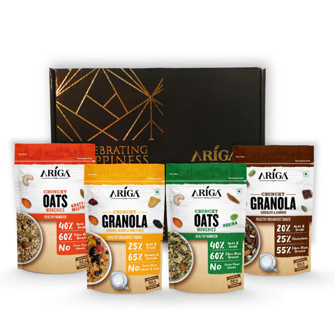 Premium crunchy oats and granola packaging with khatta meetha pudina flavor