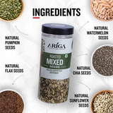 Roasted mixed seeds served in bowl healthy crunchy protein rich snack