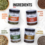 Roasted mixed-chia-flax-pumpkin seeds bowl serving idea healthy snack for daily diet