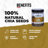 Nutritional facts of chia seeds 250g highlighting protein content