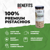 Bowl of roasted salted pistachios healthy pista snack rich protein fiber