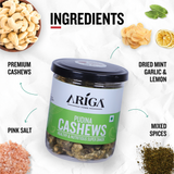 Mint pudina seasoned roasted cashews premium kaju healthy snack by Ariga Foods