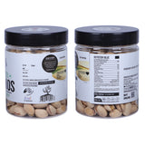 Roasted salted pistachios in bowl healthy pista snack rich protein dry fruits