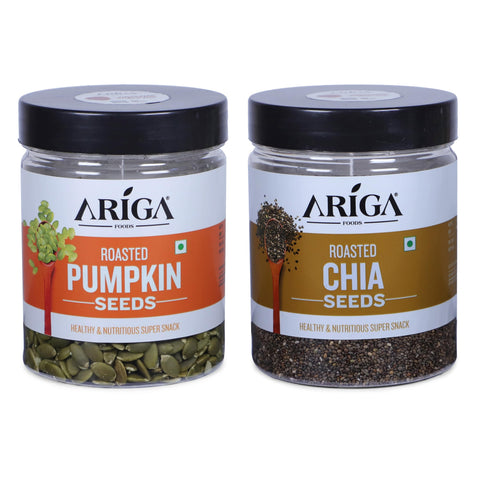 Ariga Foods roasted seeds combo with pumpkin seeds and chia seeds healthy snack